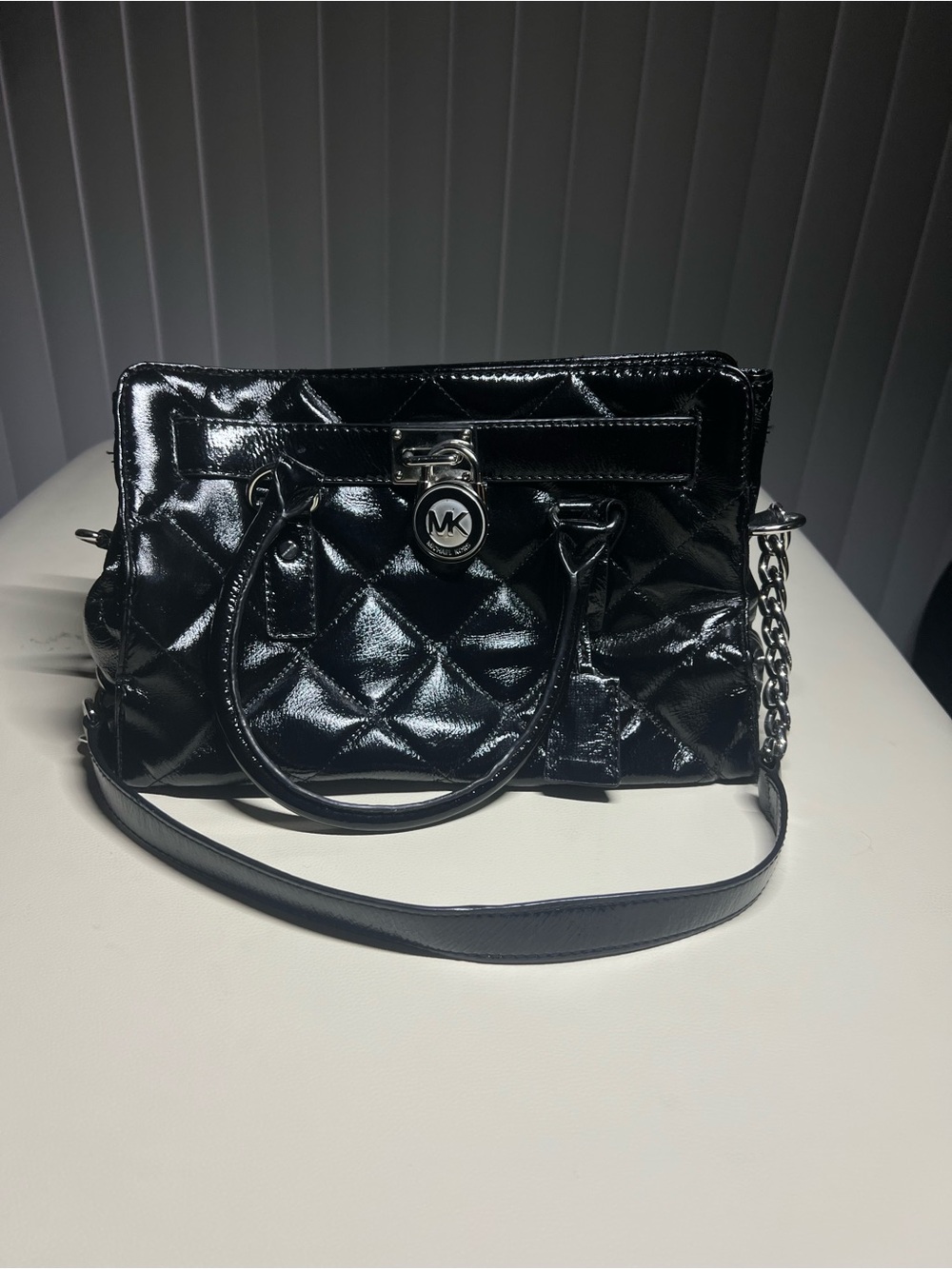 Michael Kors Quilted Patent Leather Satchel - Black